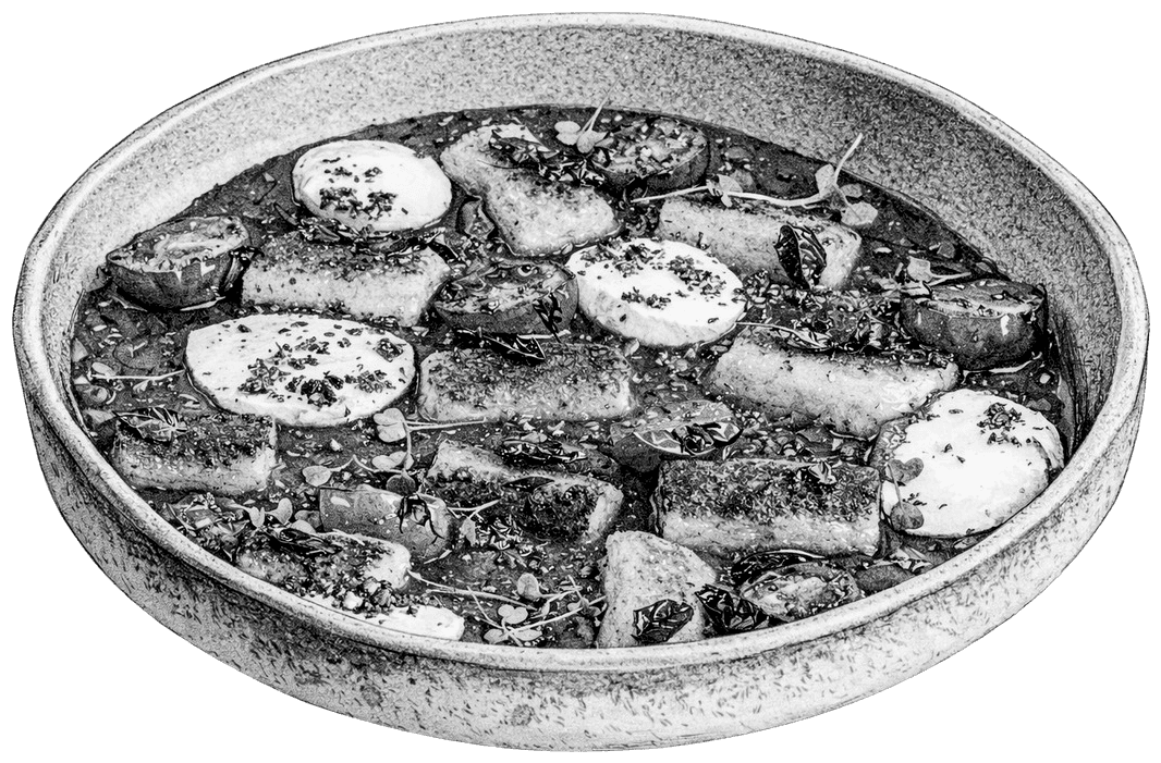 Gravura do prato Gnocchi Sitári
